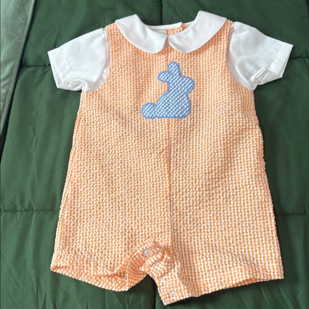 Petit Pomme Orange Baby Romper with Bunny Design , size 9 months